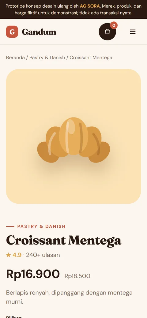 Croissant product page on a phone