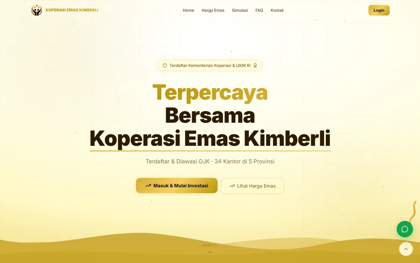 Home page of the Koperasi Emas Kimberli website