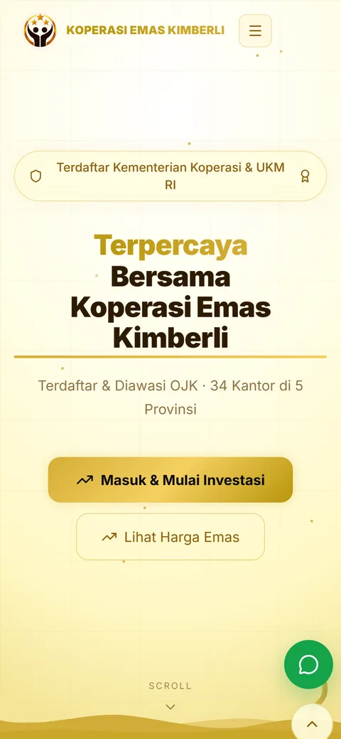 Koperasi Emas home page on a phone