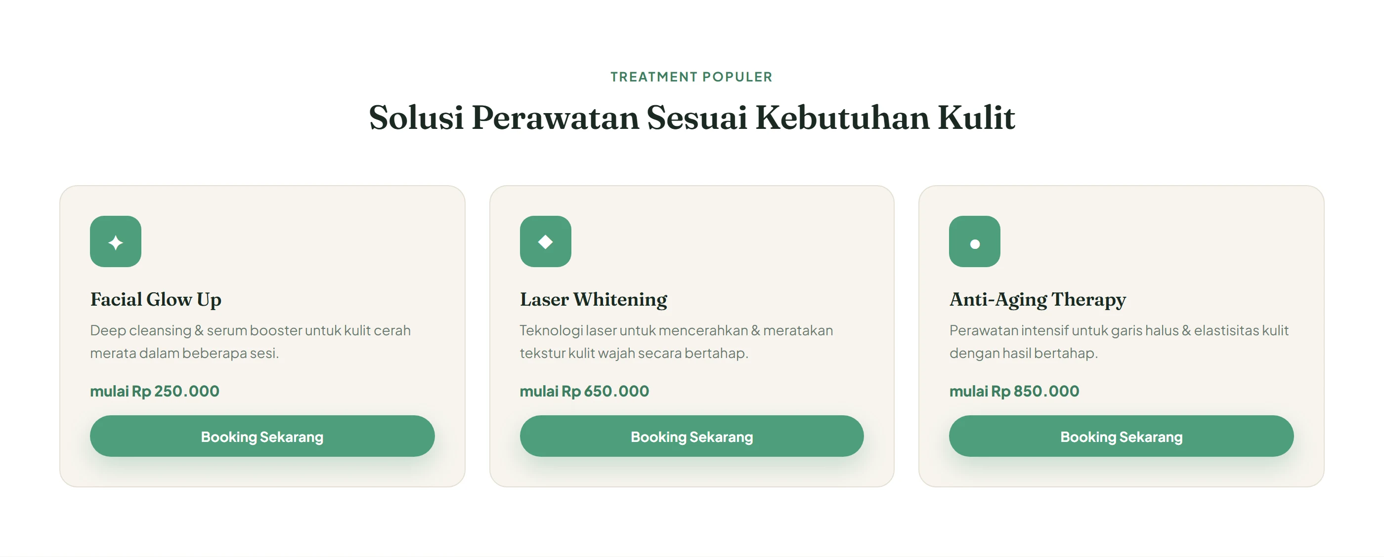 Katalog treatment — daftar layanan populer dengan kisaran harga